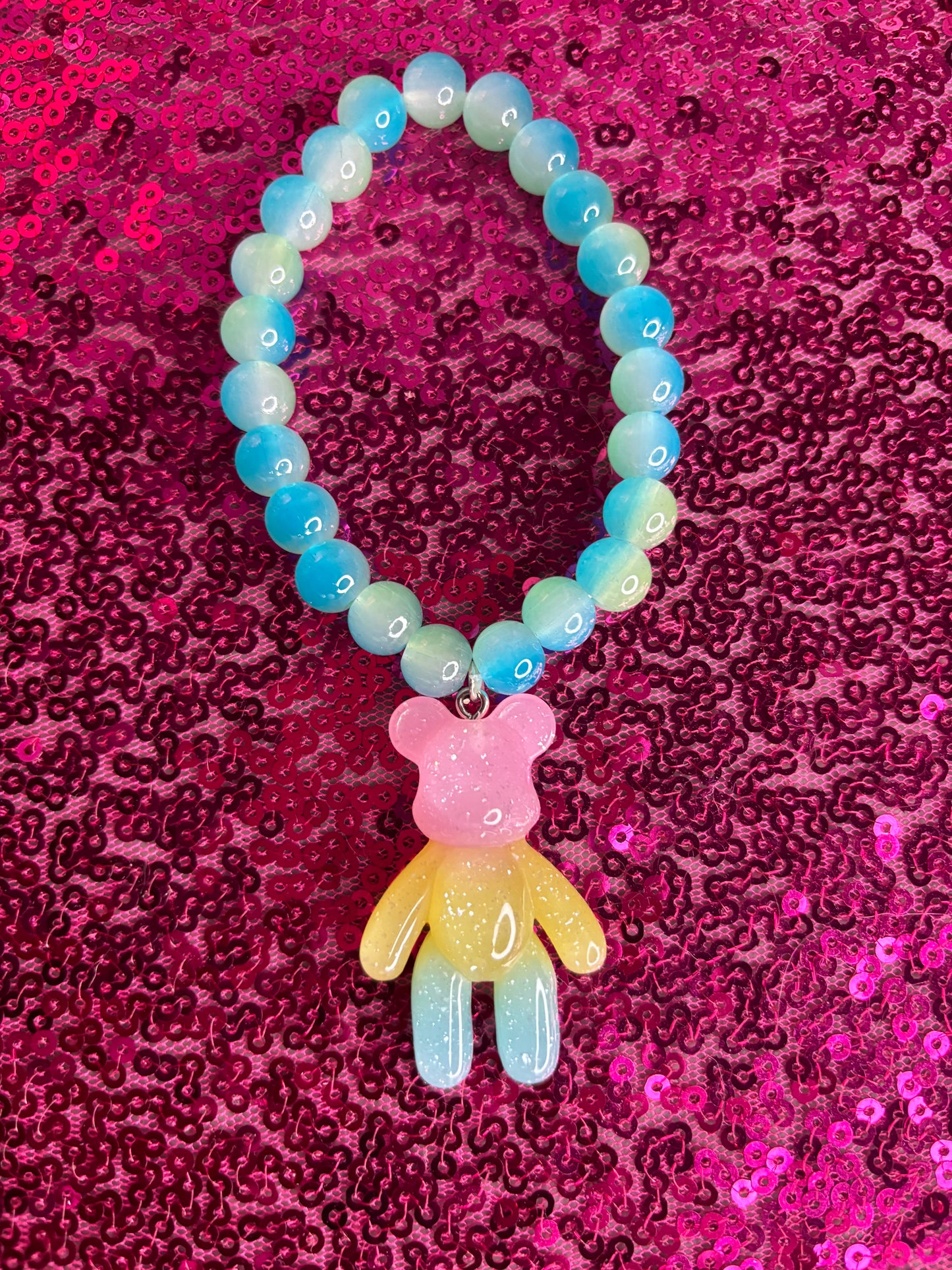 Teddy Bear Charm Beaded Bracelet