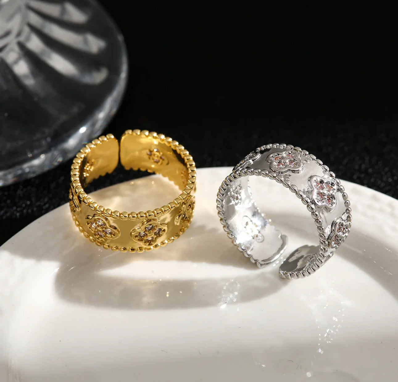 Diamonte Clover Rings