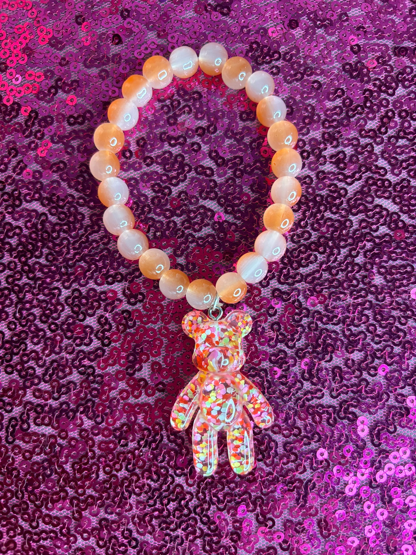 Teddy Bear Charm Beaded Bracelet