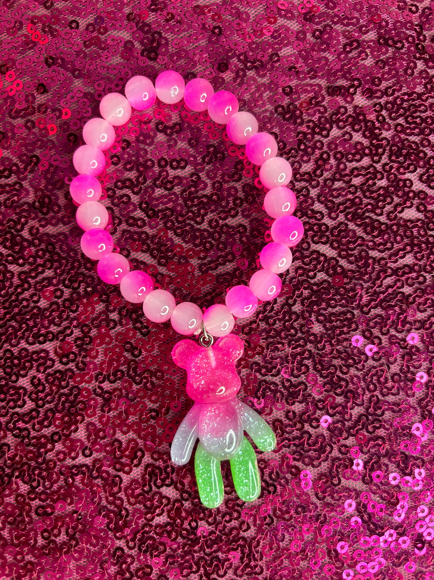 Teddy Bear Charm Beaded Bracelet