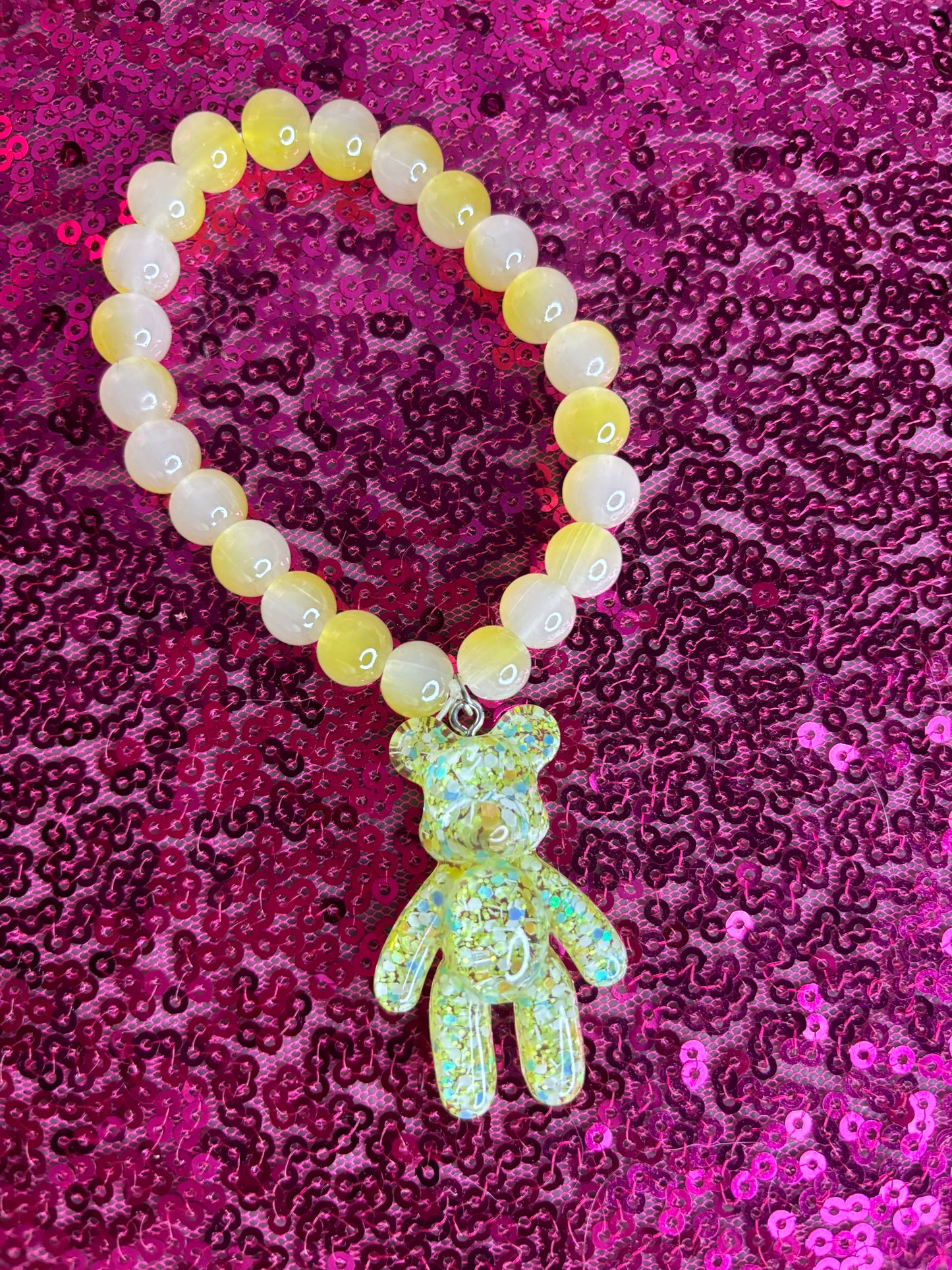 Teddy Bear Charm Beaded Bracelet