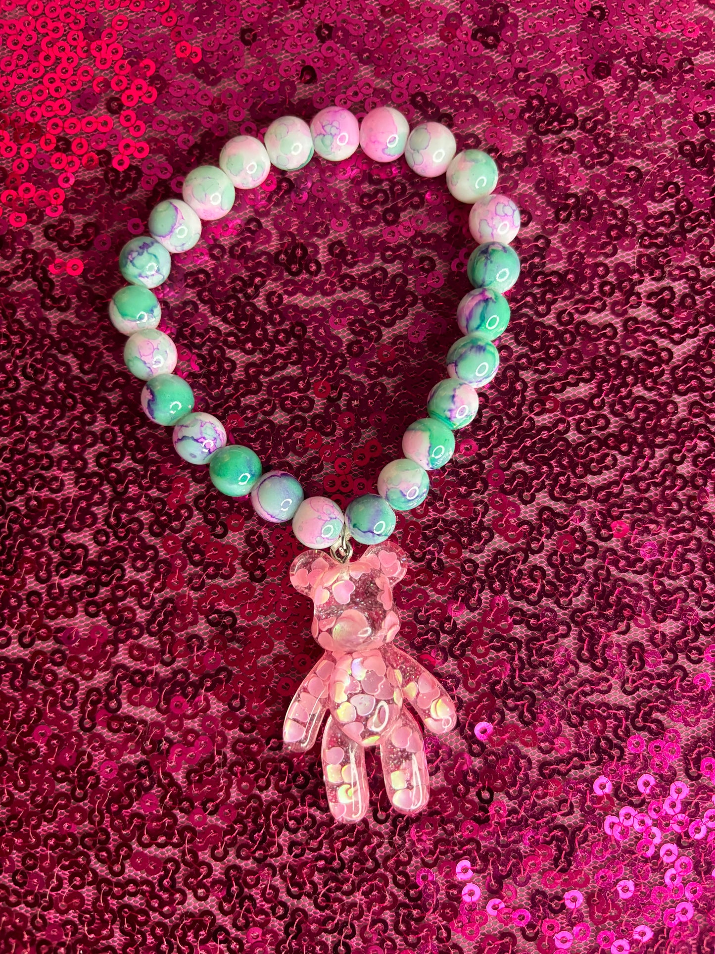 Teddy Bear Charm Beaded Bracelet