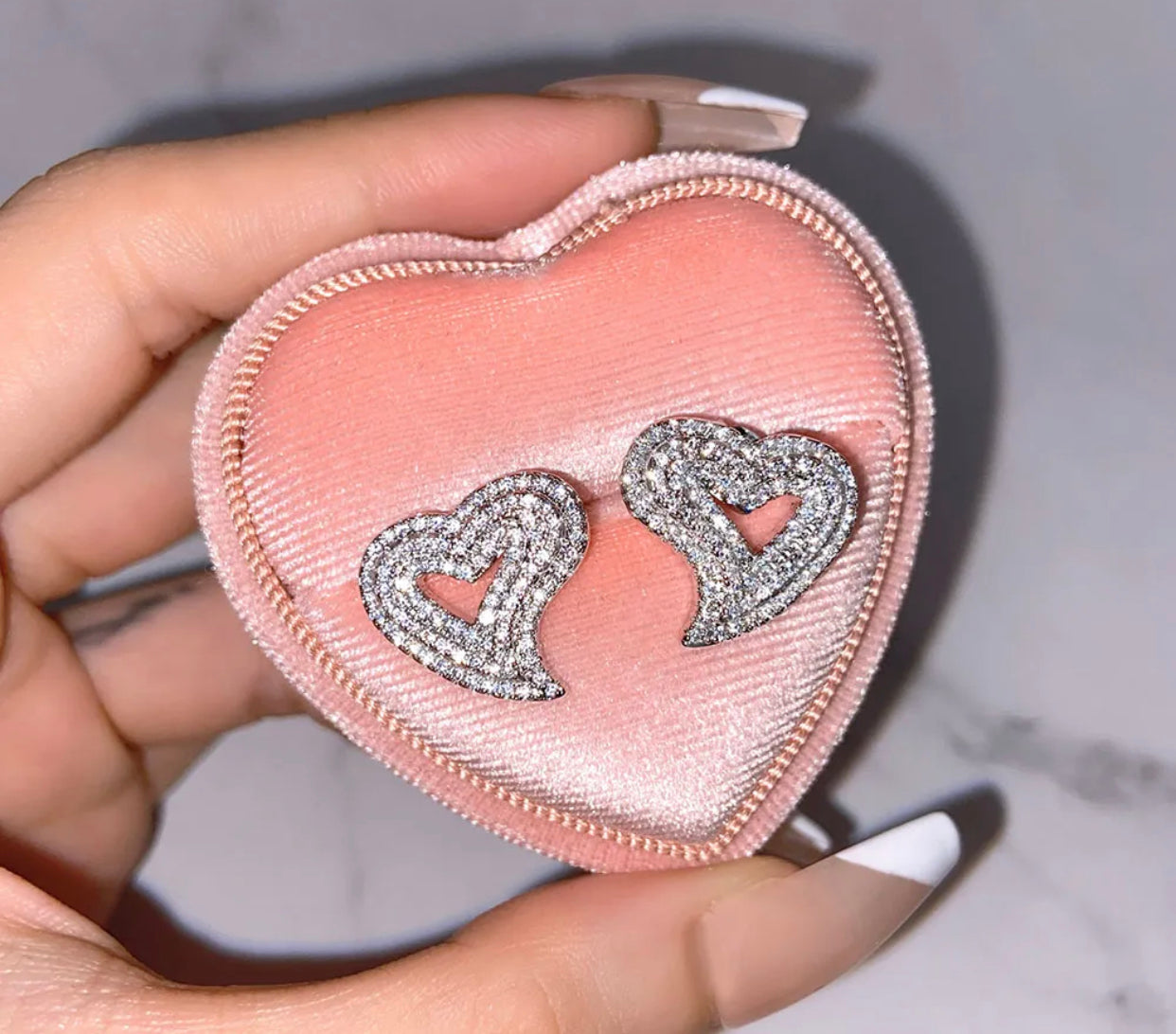 Heart Crushed Stud Earrings