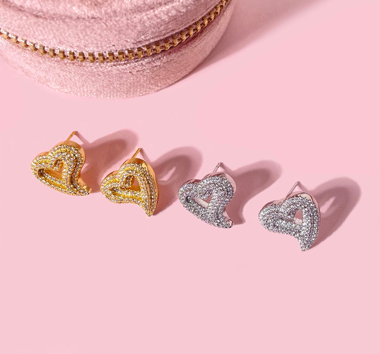 Heart Crushed Stud Earrings