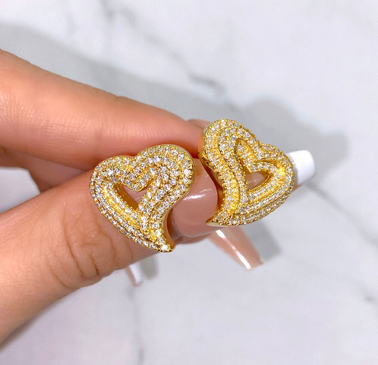 Heart Crushed Stud Earrings