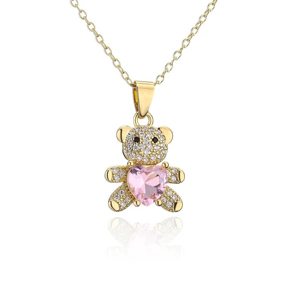 Crystal Gold Bear Pendant