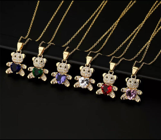 Crystal Gold Bear Pendant