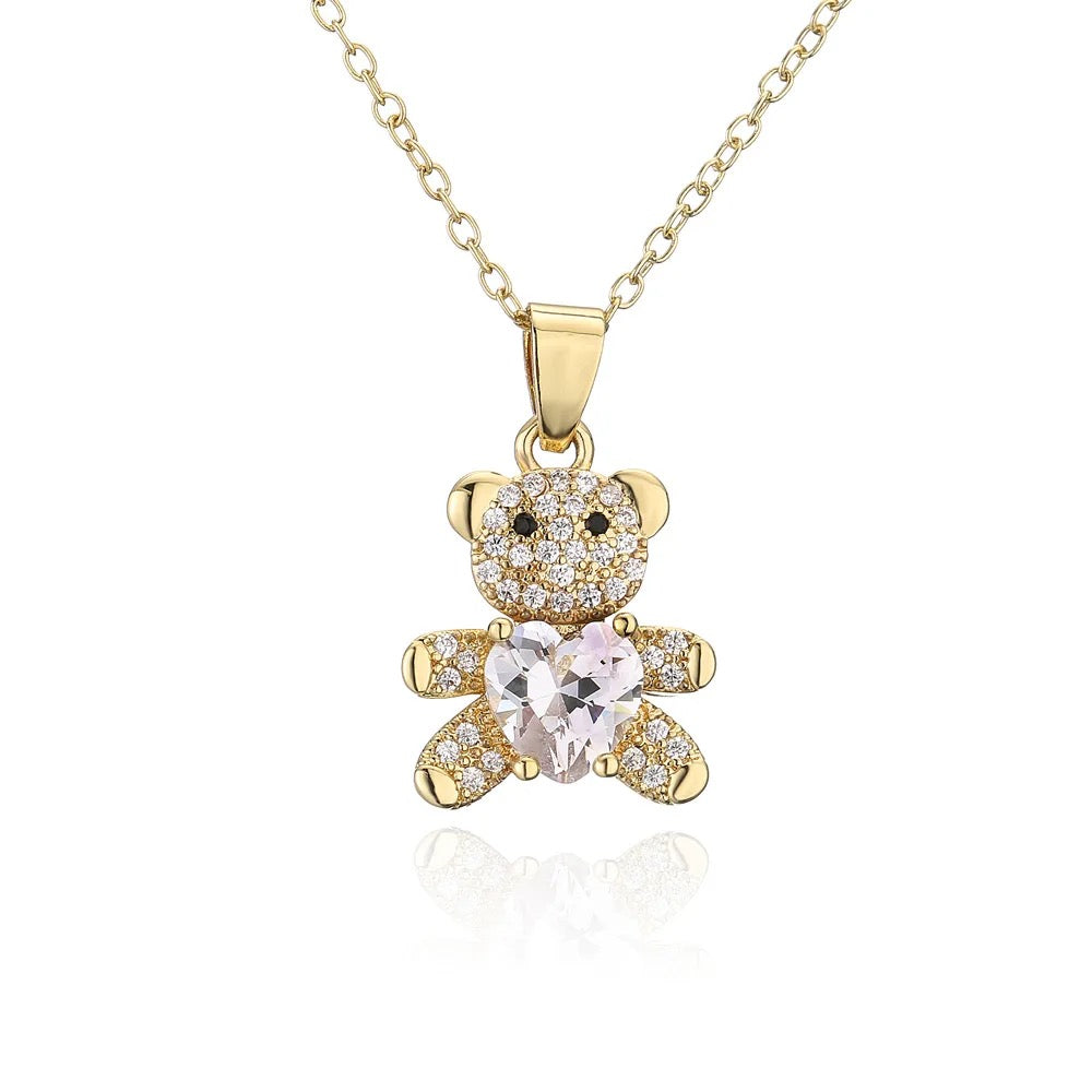 Crystal Gold Bear Pendant