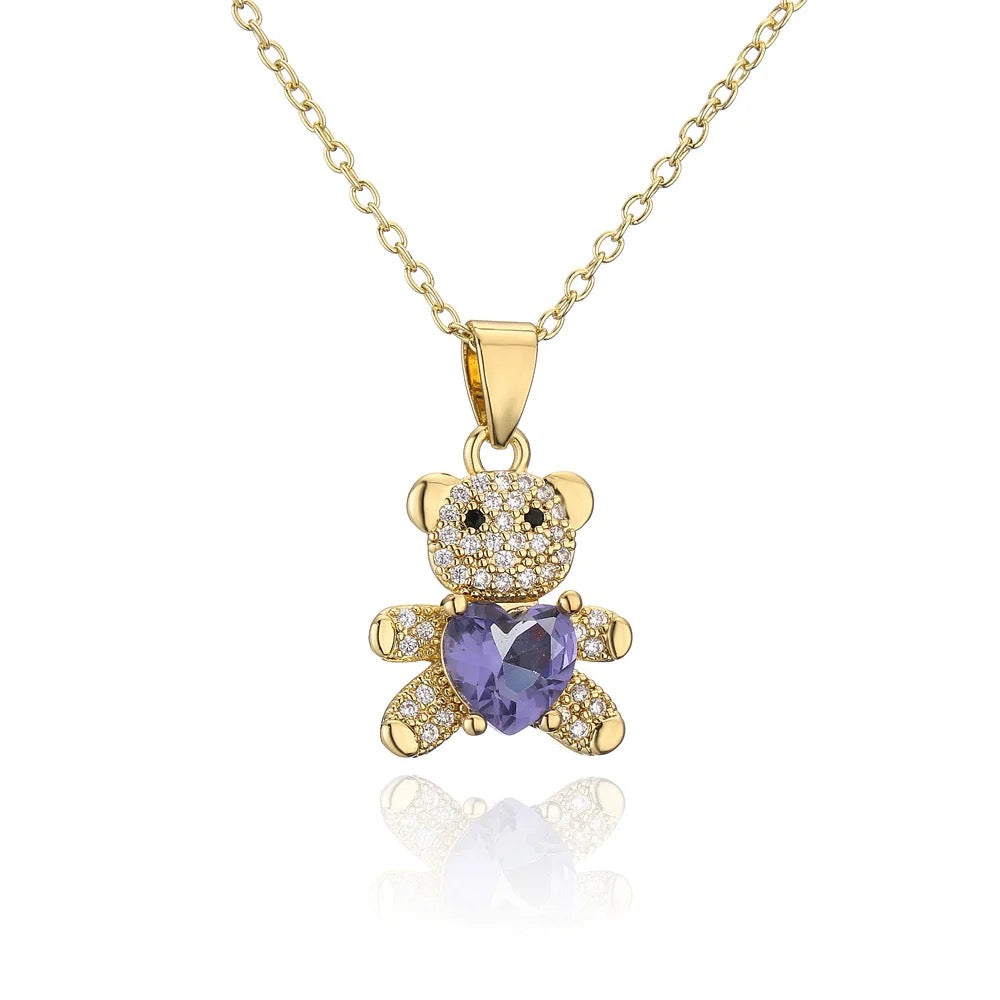 Crystal Gold Bear Pendant