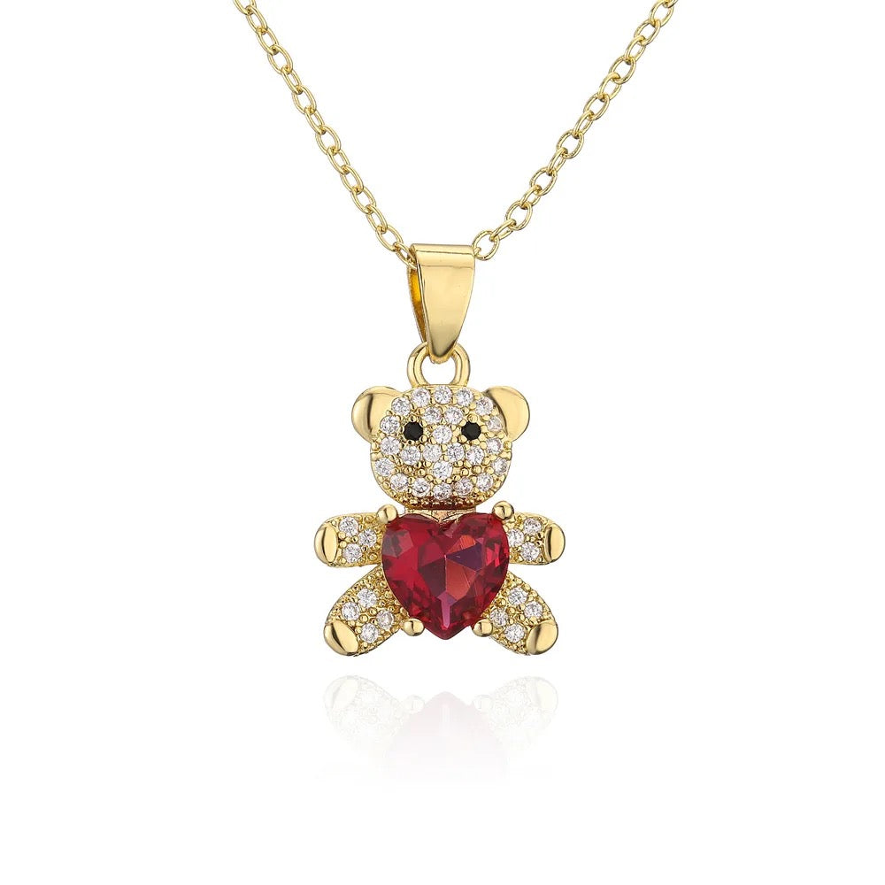 Crystal Gold Bear Pendant